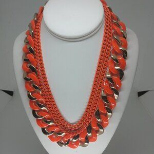 Neon Orange Chain Link Necklace.